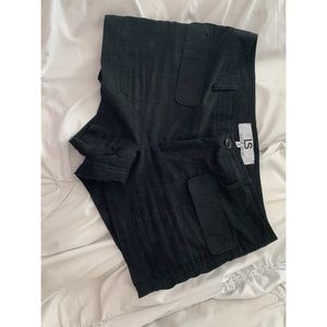 Black faux suede Laurie Solet shorts